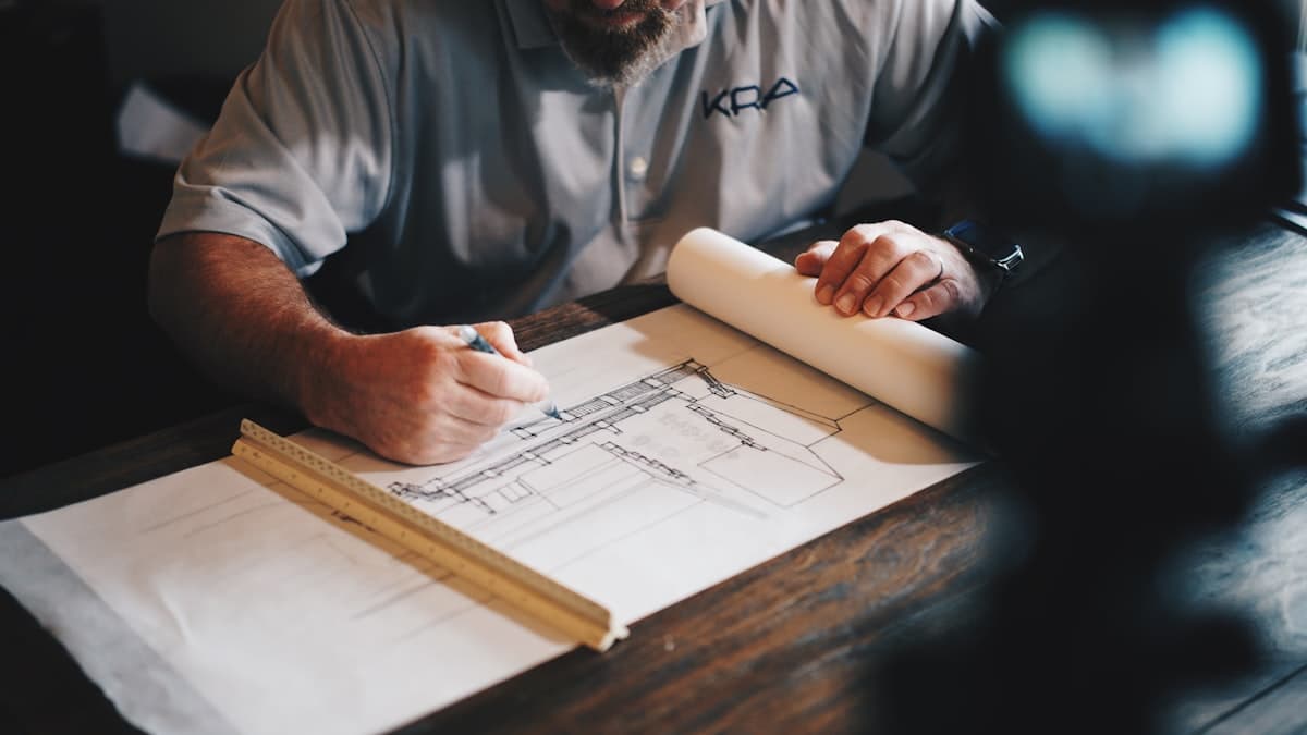 Homeowner reviewing renovation plans during a project planning conversation